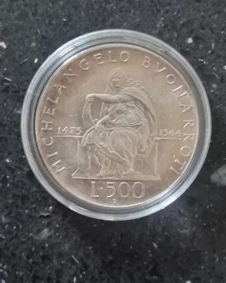 Moneta Argento 500 lire Commemorativa Buonarroti