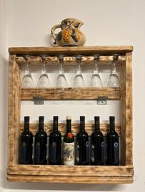 Portabottiglie da parete in legno, taverna