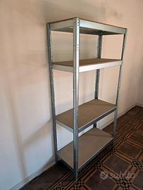 Scaffale metallico zincato 180×91×40 cm, 4 ripiani
