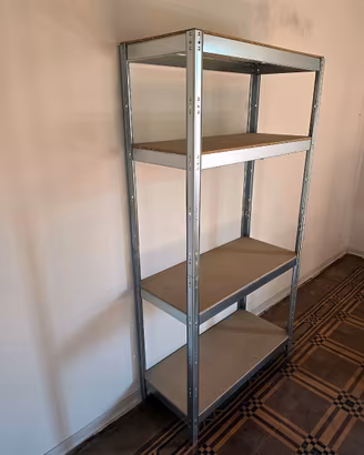 Scaffale metallico zincato 180×91×40 cm, 4 ripiani