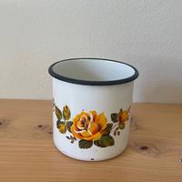 Tazza in Metallo smaltato Vintage stampa Fiori