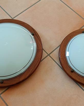 2 plafoniere con bordo in legno