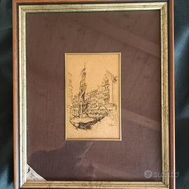 Quadro raffigurante Nettuno Piazza erbe Bolzano 