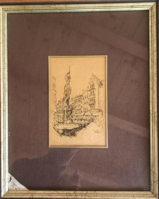Quadro raffigurante Nettuno Piazza erbe Bolzano 