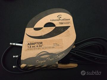 Cavo audio adattatore 1x 6.3 + 2x 6.3 jack