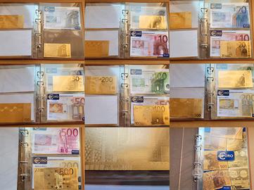 Set di banconote Euro 7 pezzi dorate oro 24 k gold