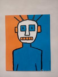 BASQUIAT ARTE MODERNA ASTRATTA DIPINTO A MANO 