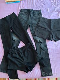 Set jeans leggings shorts neri xs