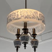 Set illuminazione vintage: lampadario + abat-jour