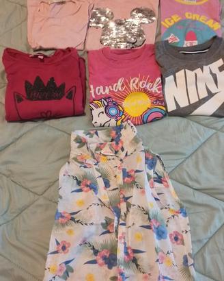 set 6 t-shirt + camiciola bimba 5-6-7-8 anni