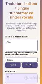 Traduttore multi lingue parlante in Web app