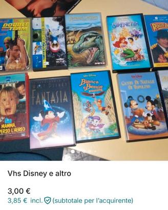 Lotto 11 VHS Disney e Film anni 90 complete