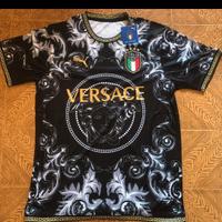 maglia calcio italia, versace nera