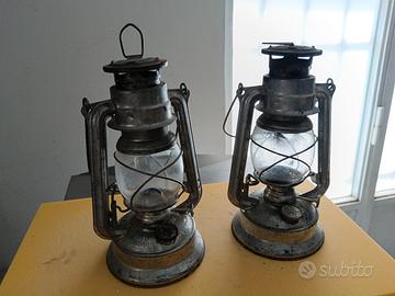 coppia di lanterne a petrolio antiche 
