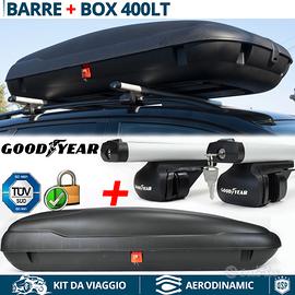 BAULE BOX Tetto 400LT + BARRE Portatutto GoodYear