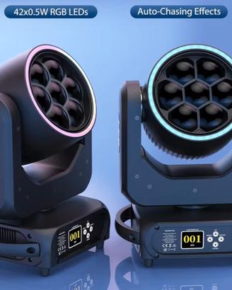 Testa Mobile Led Bee Eye 7x40w Con Ring RGB 300W