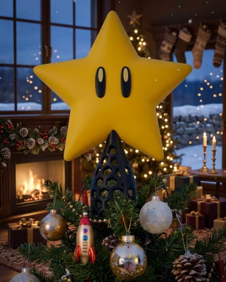 Puntale di natale christmas super mario bros star