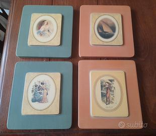 4   Quadri vintage in legno 