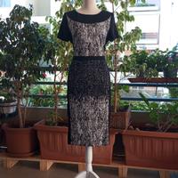 Abito tubino fantasia bianco e nero 