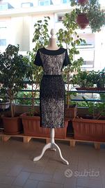 Abito tubino fantasia bianco e nero 