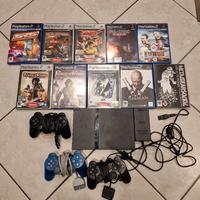 Playstation 2 con tre joystick e 9 videogiochi 