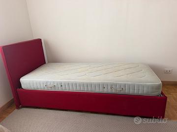 Letto singolo imbottito con cassone