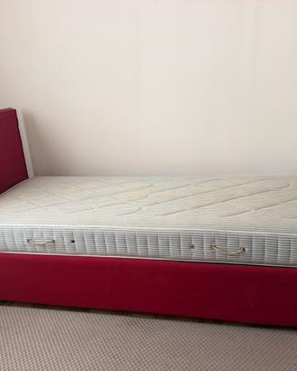 Letto singolo imbottito con cassone