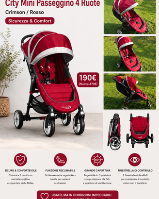 Passeggino City Mini 4 ruote con funzione reclinab