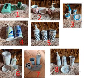 7 SET DA BAGNO PORCELLANA - vari decori