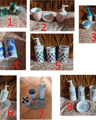 7 SET DA BAGNO PORCELLANA - vari decori