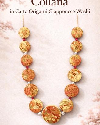 Collana in decoupage carta origami washi 