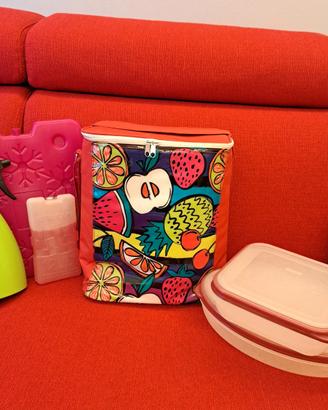 BORSA TERMICA+2 MATTONELLE GHIACIO+CONTENITORI