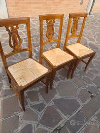 sedie in noce e paglia