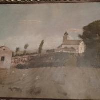 dipinto antico olio su tela. paesaggio beneventano