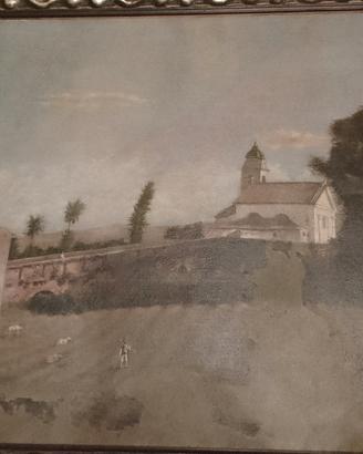 dipinto antico olio su tela. paesaggio beneventano
