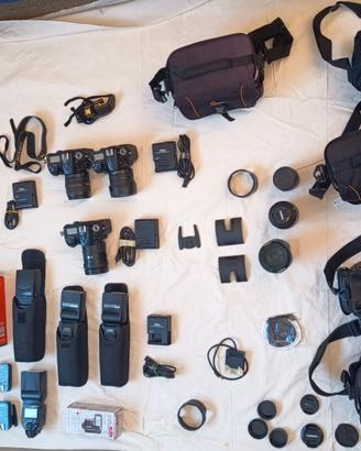 Attrezzatura Nikon e Canon assortita