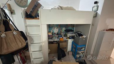 Letto soppalco ilea smastad con scrivania armadio