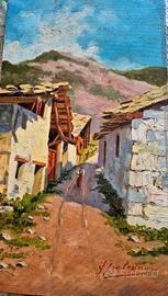 Coppia di dipinti olio su tela  epoca novecento di
