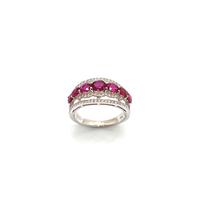 Anello oro bianco diamanti e rubini