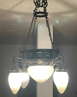 Lampadario ferro battuto