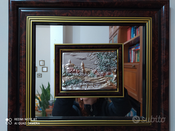 Quadro legno e placcato argento