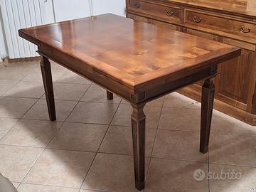 tavolo in legno di noce con set di 6 sedie