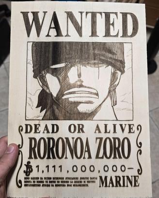 Manifesto zoro ronoa one piece ricercato dead aliv