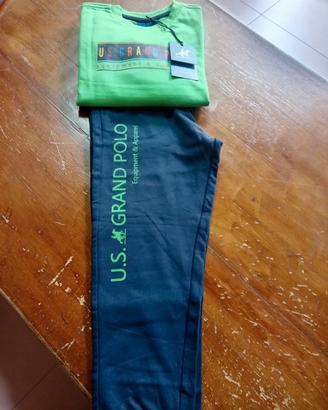 Tuta Bimbo U.S. GRAND POLO - Verde/Blu - Tg 6 Anni