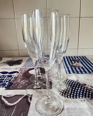 5 Flûte da Spumante/Champagne in vetro