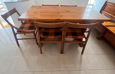 Tavolo da pranzo stile rustico, cassapanca, 6sedie