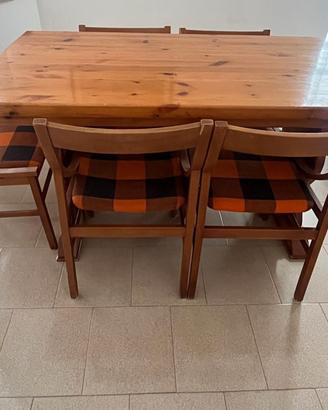 Tavolo da pranzo stile rustico, cassapanca, 6sedie