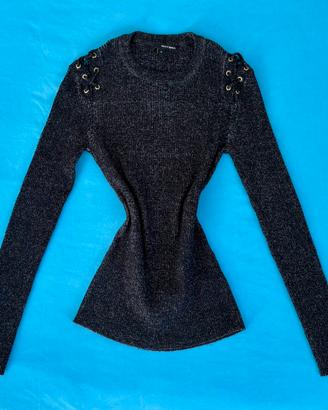 Maglia manica lunga donna nera e grigia