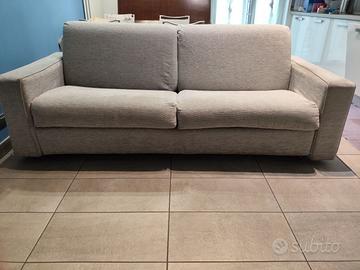 Divano letto 4 posti – tessuto grigio sfoderabile