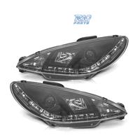 FARI PEUGEOT 206 98-08 LUCE DIURNA LED REALE FONDO